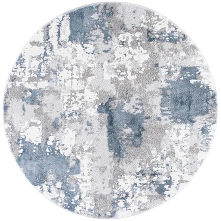 Flowers First 8 x 8 ft. Century Contemporary Round Power Loomed Rug; Grey & Blue FL2149357